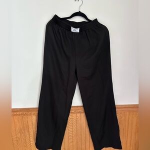 Black Elastic Waist Wide Leg Pants
